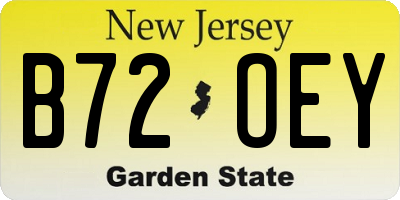 NJ license plate B72OEY