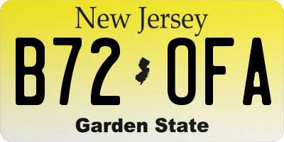 NJ license plate B72OFA
