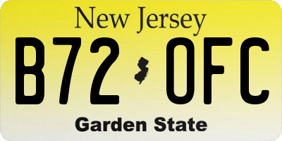 NJ license plate B72OFC