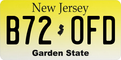 NJ license plate B72OFD