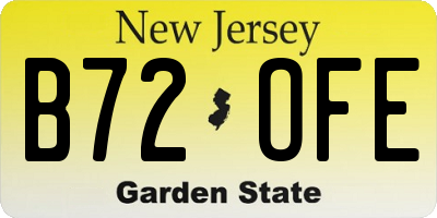 NJ license plate B72OFE