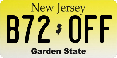 NJ license plate B72OFF