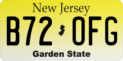NJ license plate B72OFG