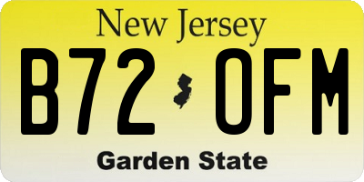 NJ license plate B72OFM