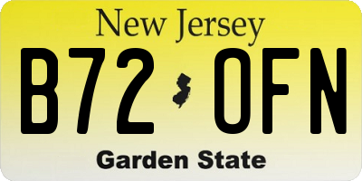 NJ license plate B72OFN