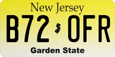 NJ license plate B72OFR