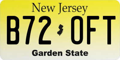 NJ license plate B72OFT