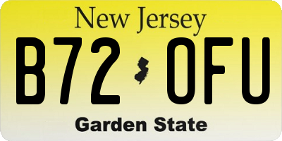 NJ license plate B72OFU