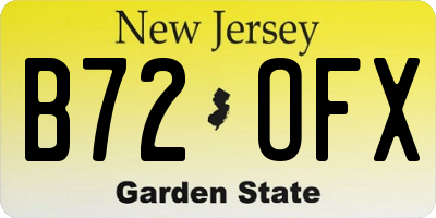 NJ license plate B72OFX