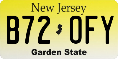 NJ license plate B72OFY