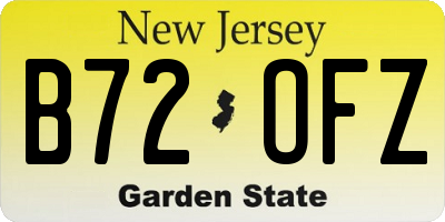 NJ license plate B72OFZ