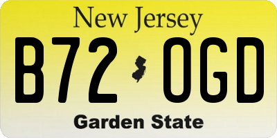 NJ license plate B72OGD