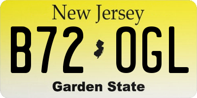 NJ license plate B72OGL