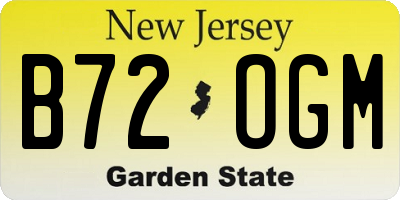 NJ license plate B72OGM