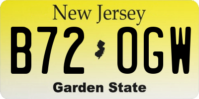 NJ license plate B72OGW