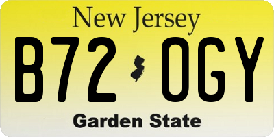 NJ license plate B72OGY