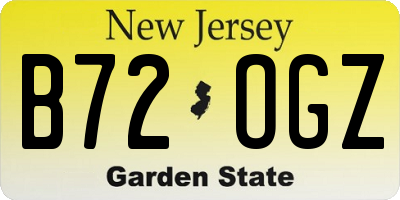 NJ license plate B72OGZ