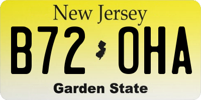 NJ license plate B72OHA