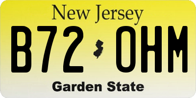 NJ license plate B72OHM