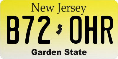 NJ license plate B72OHR