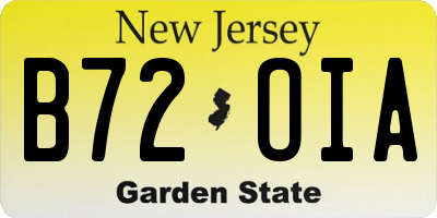 NJ license plate B72OIA