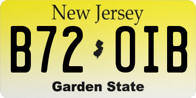 NJ license plate B72OIB