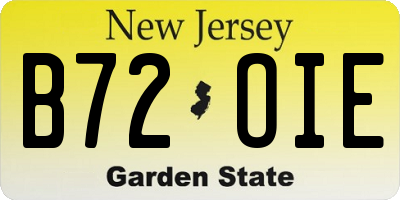 NJ license plate B72OIE