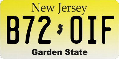 NJ license plate B72OIF