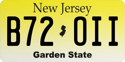 NJ license plate B72OII