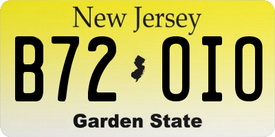 NJ license plate B72OIO