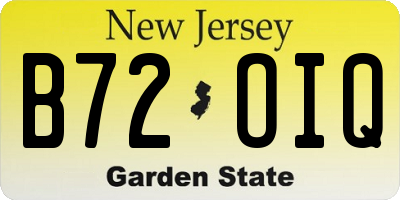 NJ license plate B72OIQ