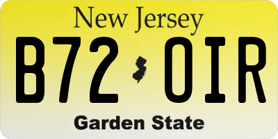 NJ license plate B72OIR