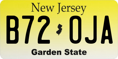 NJ license plate B72OJA