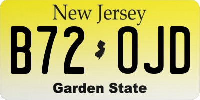NJ license plate B72OJD