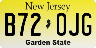 NJ license plate B72OJG