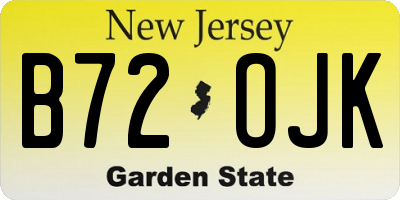 NJ license plate B72OJK