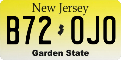 NJ license plate B72OJO