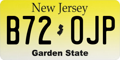 NJ license plate B72OJP