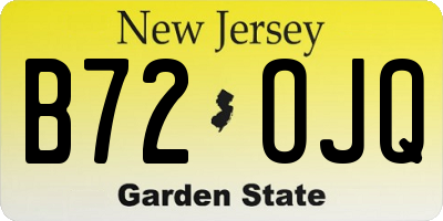 NJ license plate B72OJQ