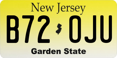NJ license plate B72OJU