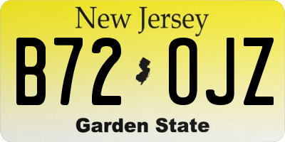 NJ license plate B72OJZ