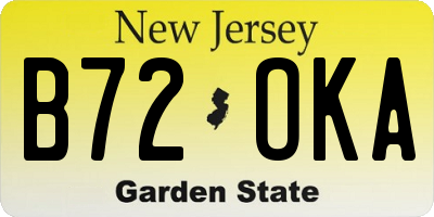NJ license plate B72OKA