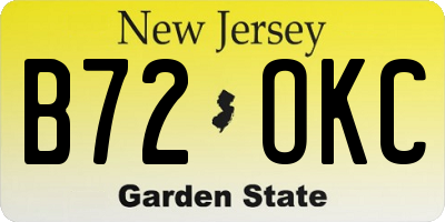 NJ license plate B72OKC