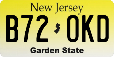 NJ license plate B72OKD
