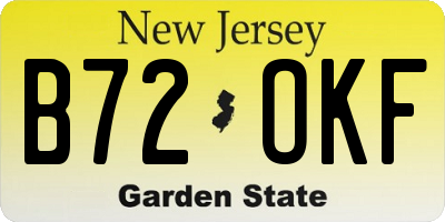 NJ license plate B72OKF