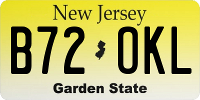 NJ license plate B72OKL