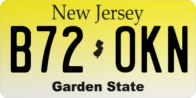 NJ license plate B72OKN