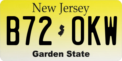 NJ license plate B72OKW