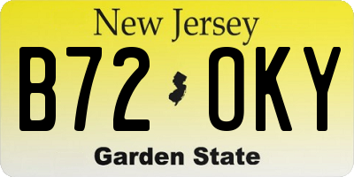 NJ license plate B72OKY