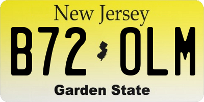 NJ license plate B72OLM